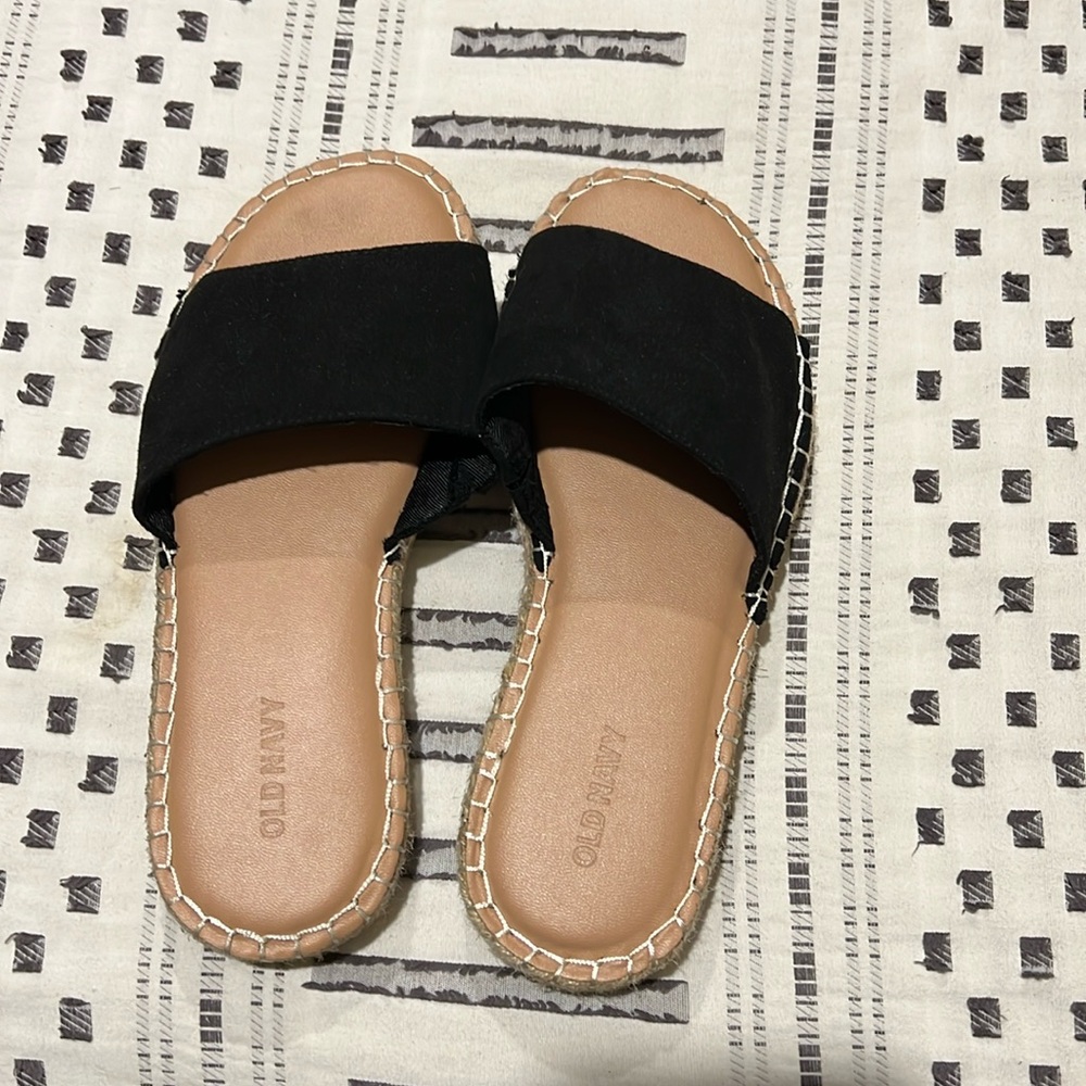 Old navy black espadrille flat slides